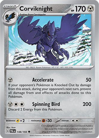 Corviknight  148/193 Pokémon TCG Paldea Evolved