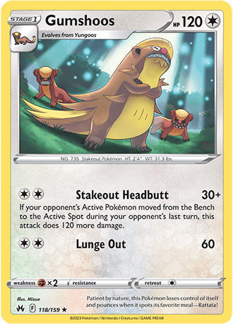 Gumshoos  118/159 Pokémon TCG Crown Zenith