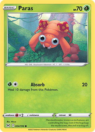 Paras  4/196 Pokémon TCG Lost Origin