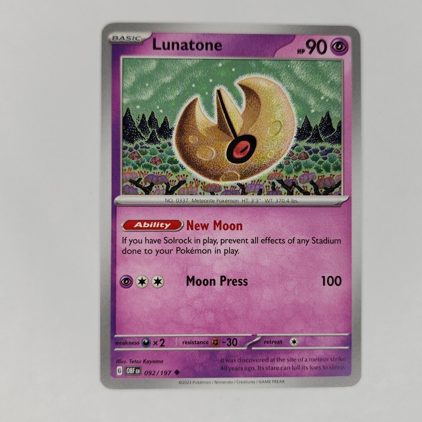 Lunatone 92/197 Pokémon TGC Obsidian Flames