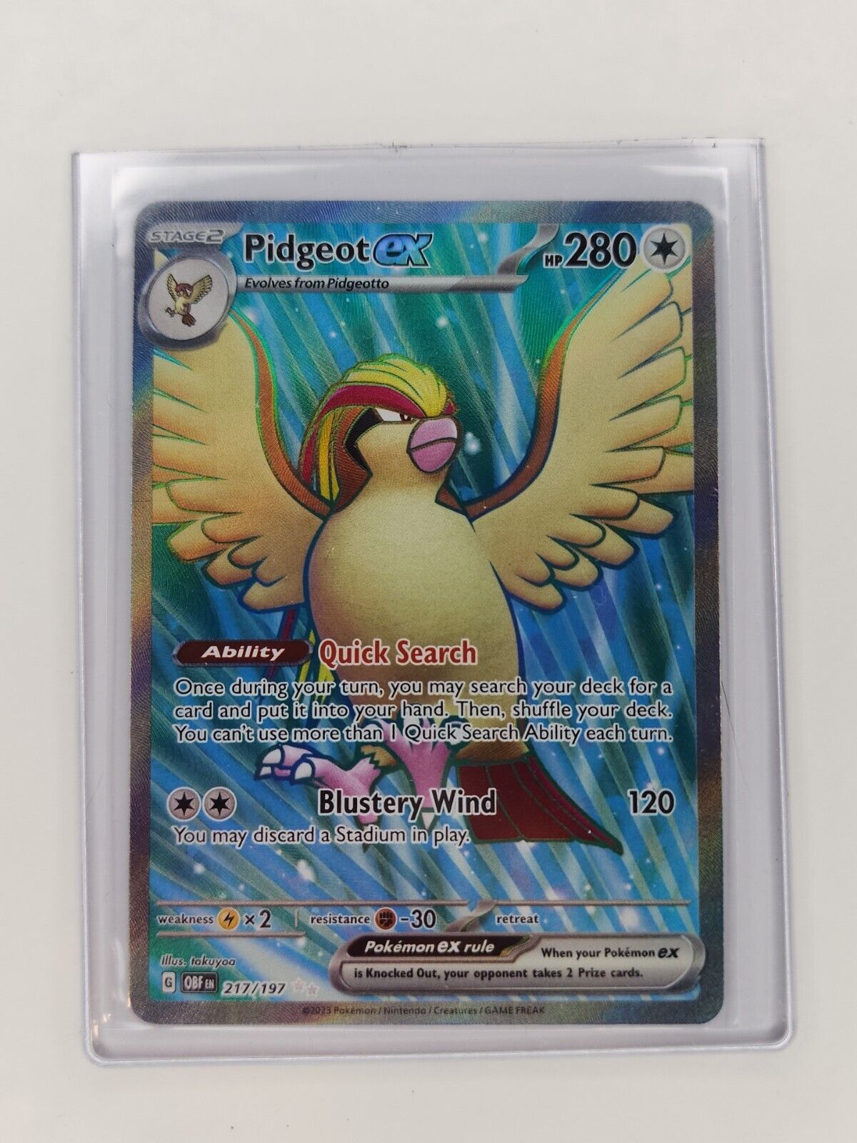 Pidgeot ex 217/197 Pokémon TGC Obsidian Flames