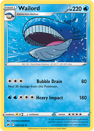 Wailord  32/159 Pokémon TCG Crown Zenith