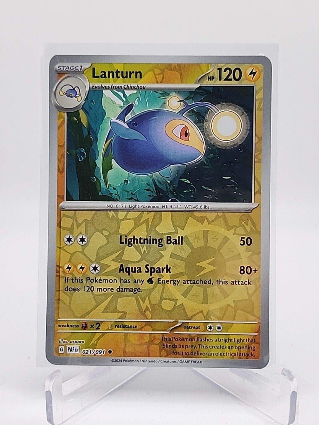 Lanturn [Reverse Holo]  21/91 Pokémon TCG Paldean Fates